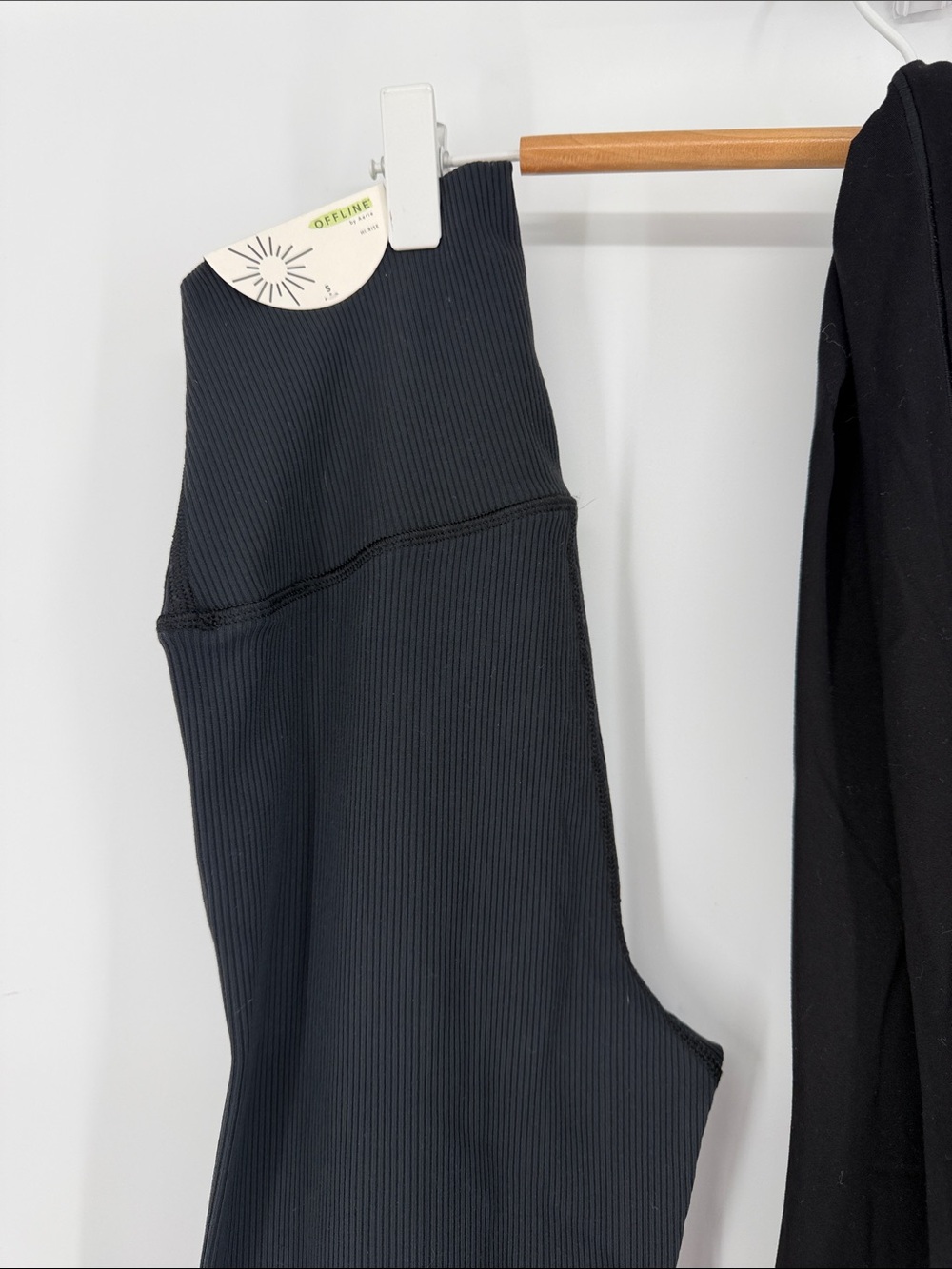 Aerie Black Leggings Bundle 3 Pair Ribbed Flare Crossover Waist NWT - Picture 2 of 5